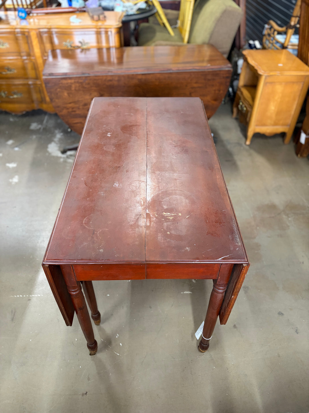 Antique Drop Leaf Table on Wheels