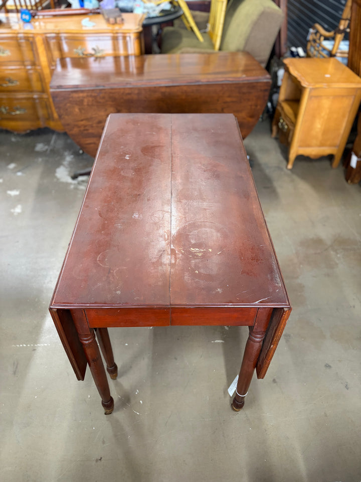 Antique Drop Leaf Table on Wheels