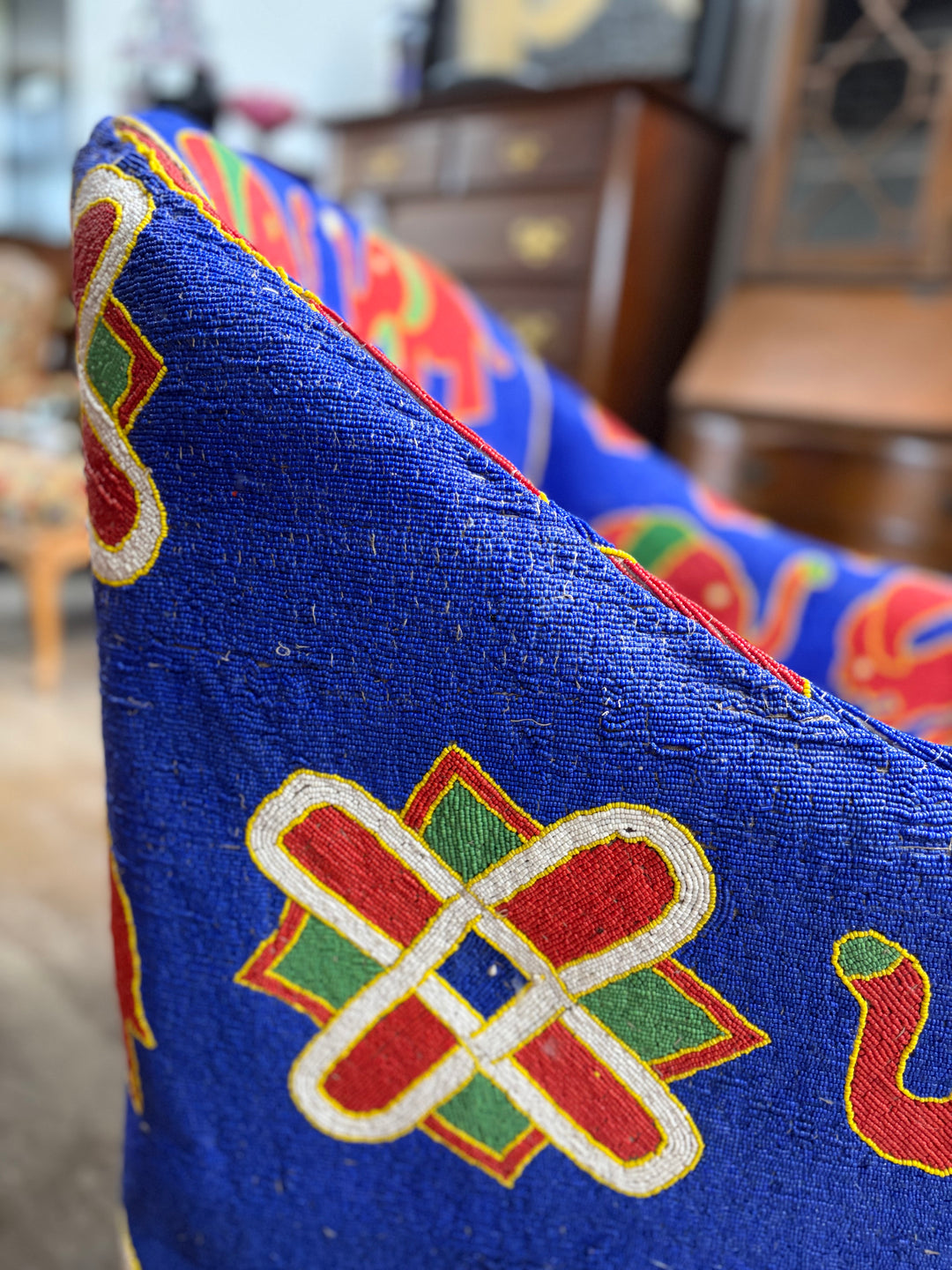 Vintage Beaded African Armchair