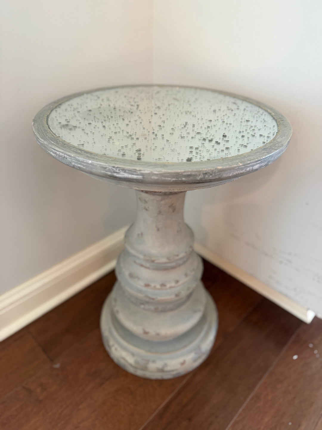 Mercury Glass Pedestal Candle Holder