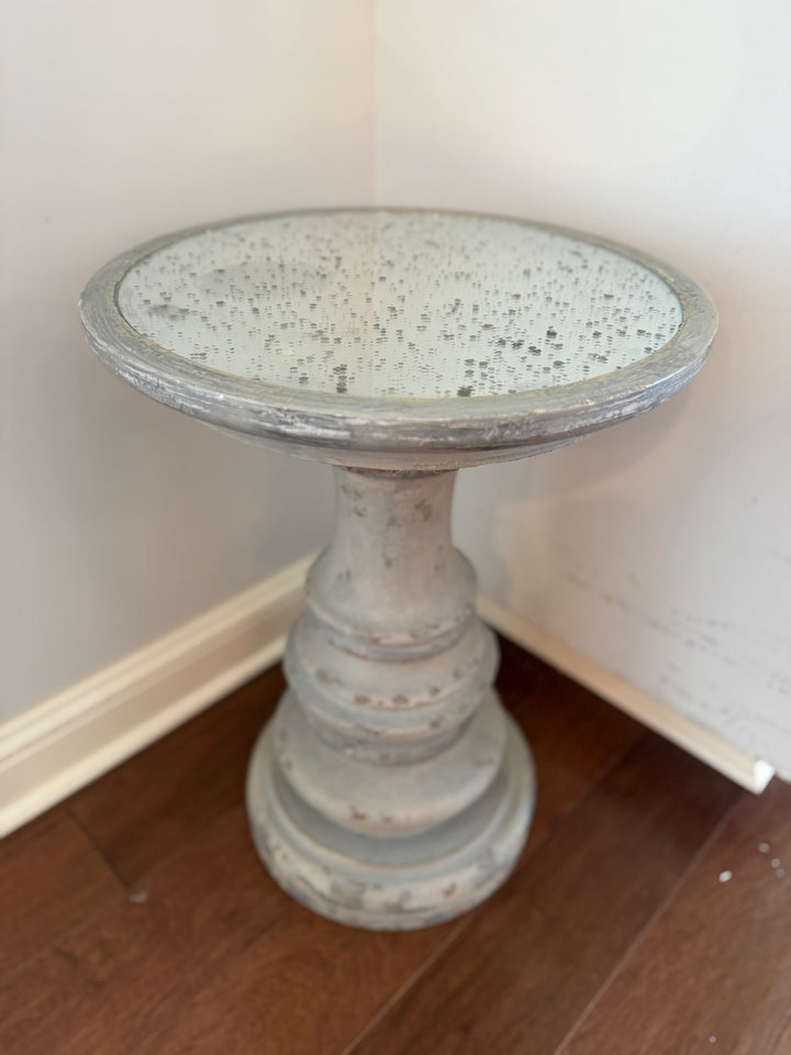 Mercury Glass Pedestal Candle Holder