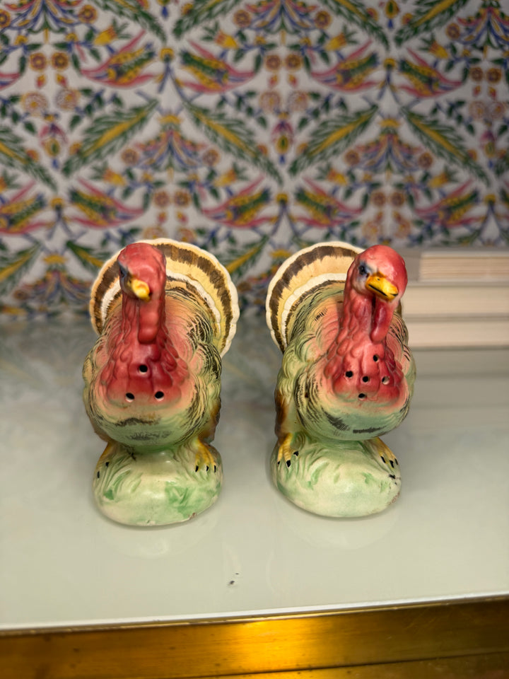 Pair of Ceramic Turkey Salt and Pepper Shakers