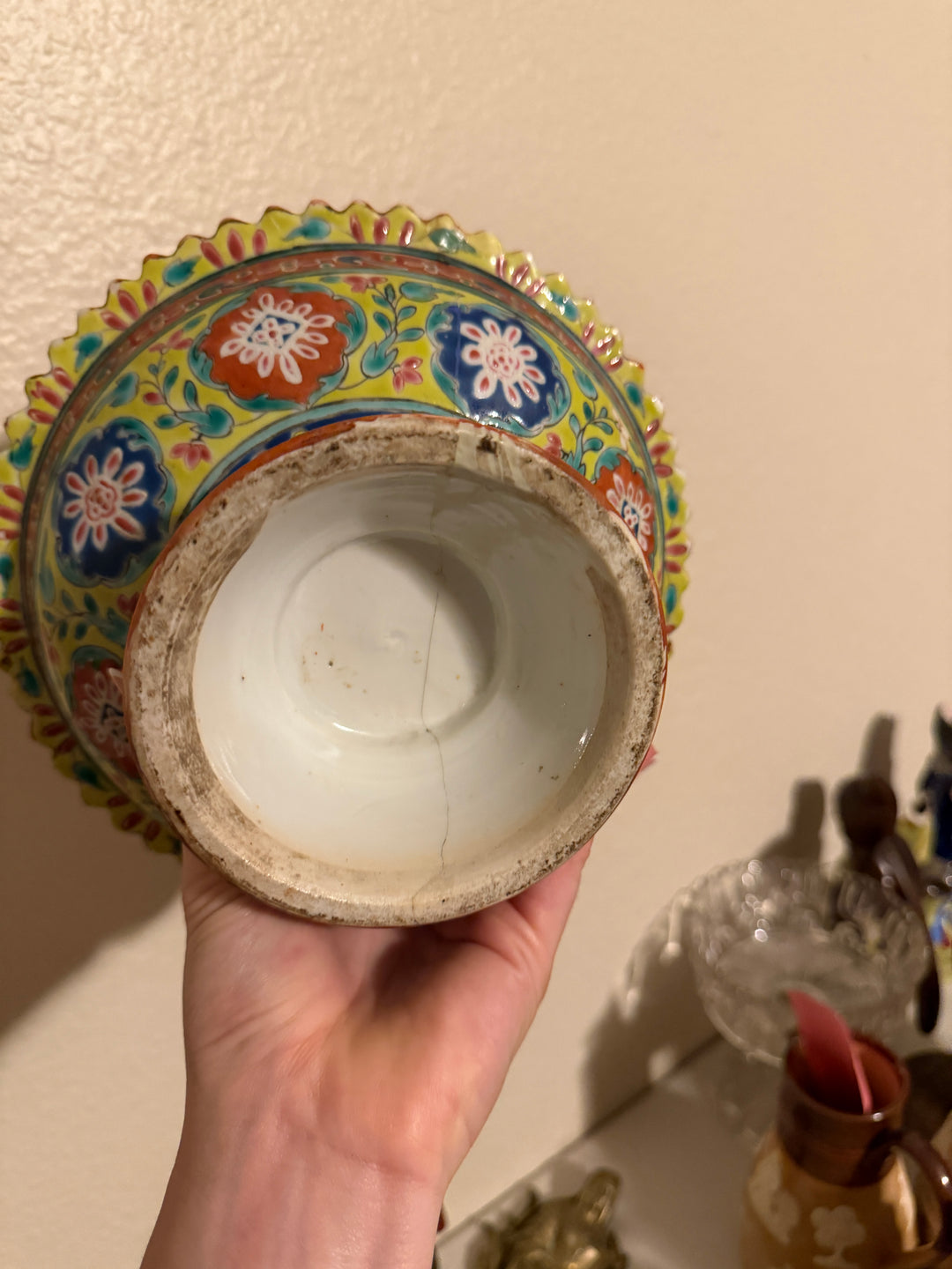 Polychrome Ceramic Footed Tazza / Compote