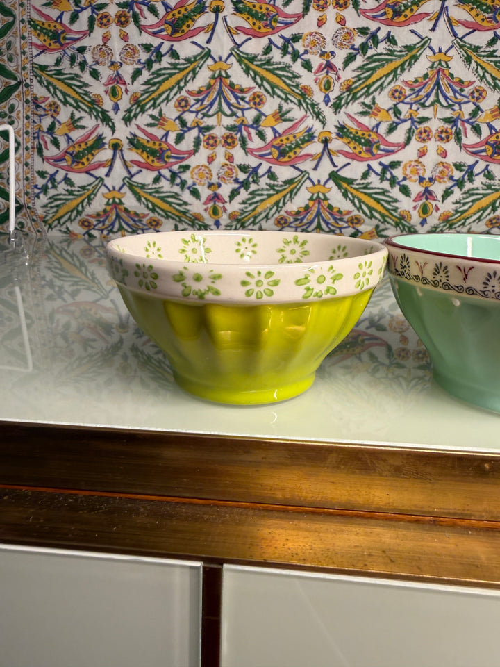 Set of Three Colorful Ceramic Bowls