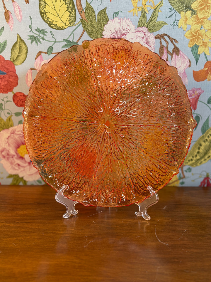 Williams Sonoma Citrus Orange Glass Chargers (Set of 4 in Original Box)