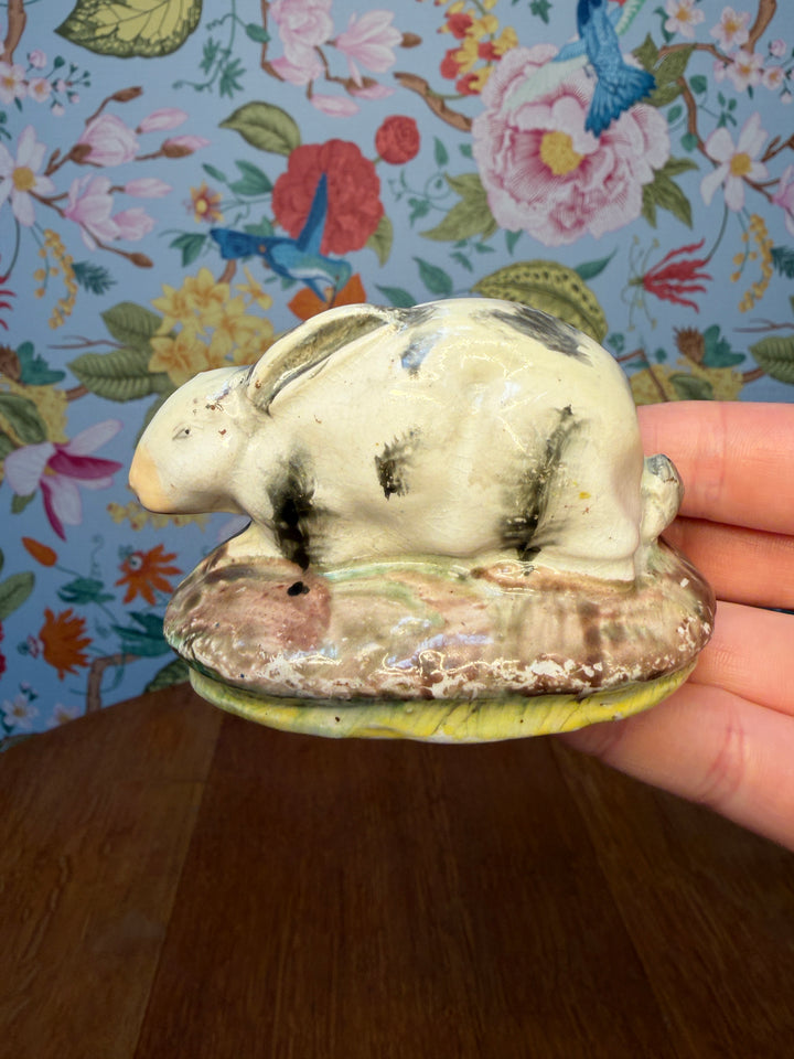 Antique Staffordshire 19th Century Antique Crouching Rabbit