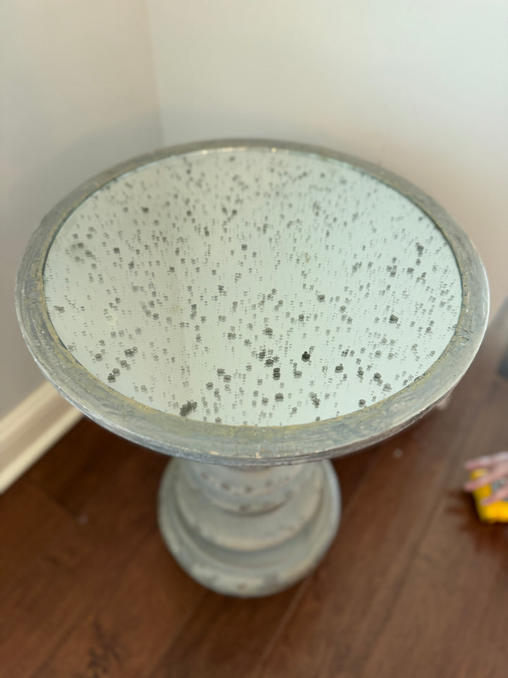 Mercury Glass Pedestal Candle Holder