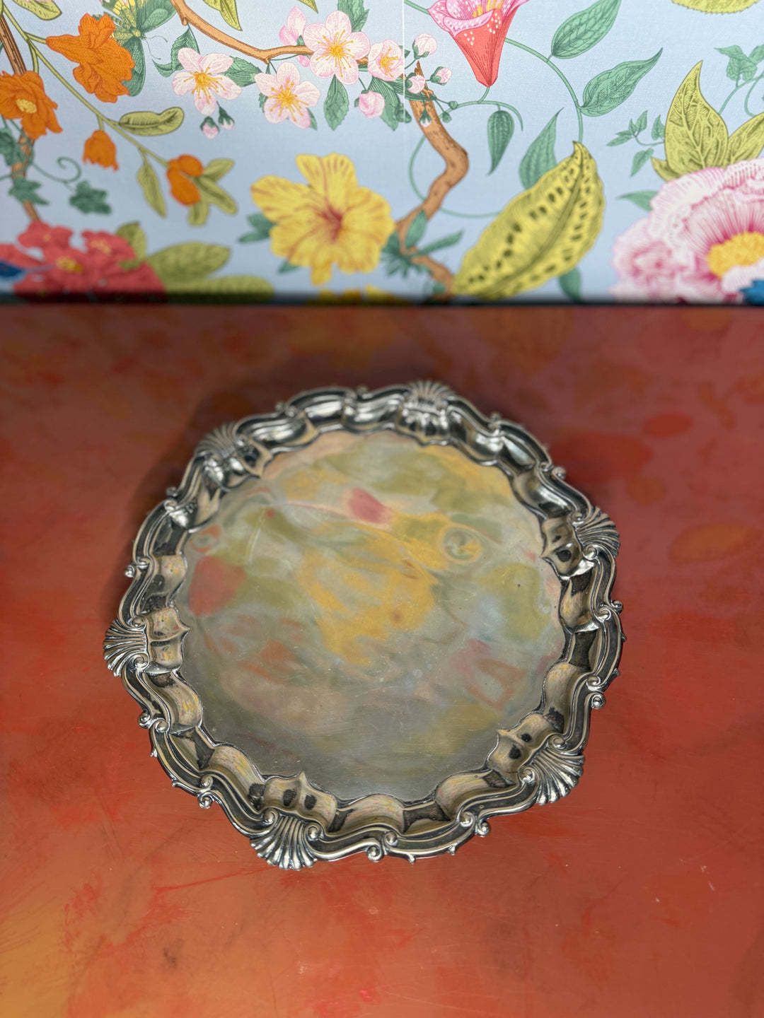 Antique Goldsmiths & Silversmiths Co HM Silver Plated 925 Footed Tray