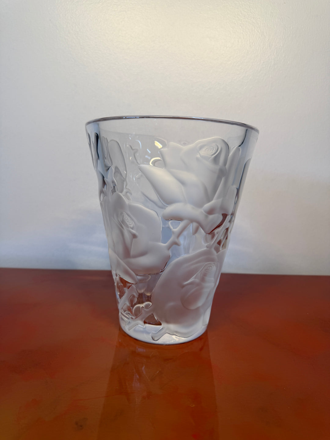 Lalique Ispahan Rose Crystal Vase