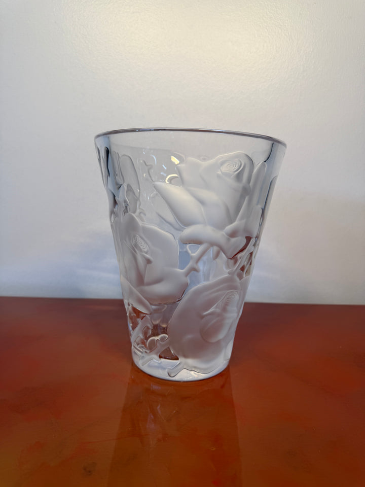 Lalique Ispahan Rose Crystal Vase