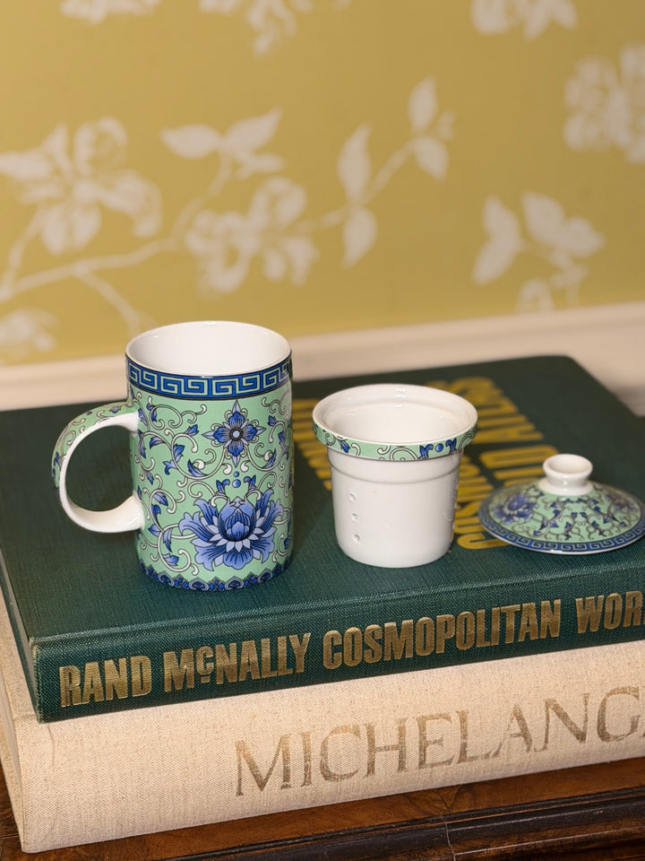 Green Hand Painted Tea Cup Mug