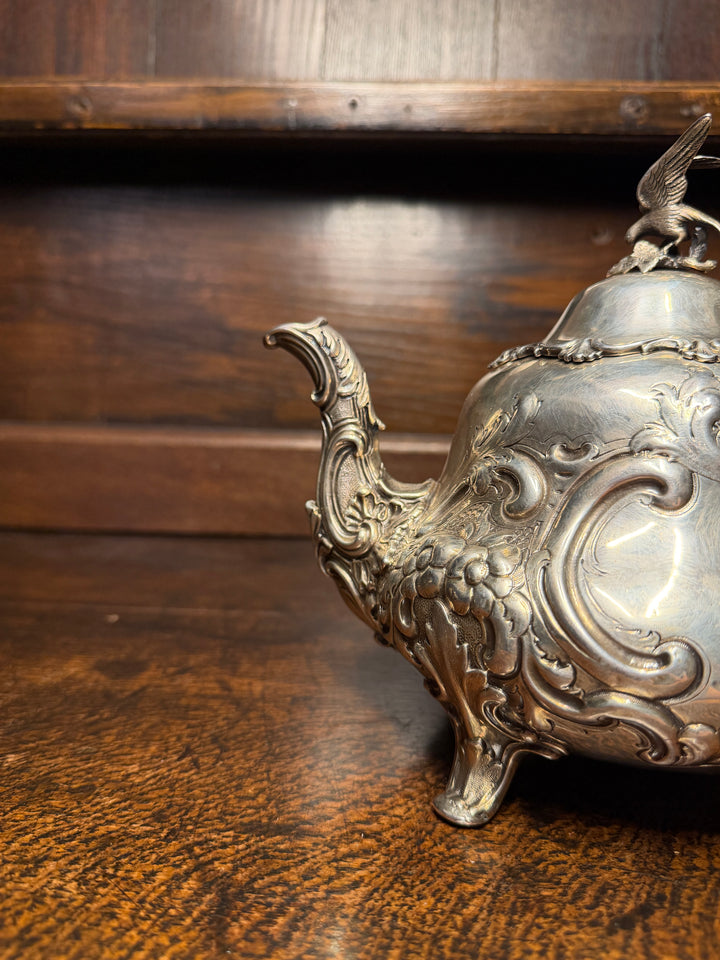 English Victorian Sterling Silver Tea & Coffee Service, Louis XV Pattern