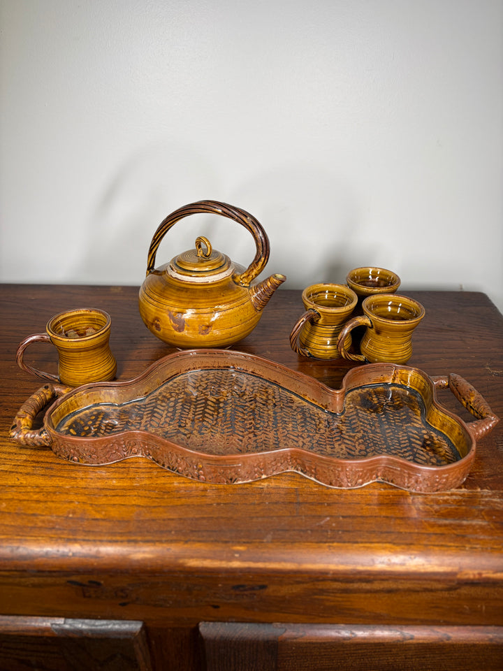 Handmade Studio Pottery Tea Set with Tray