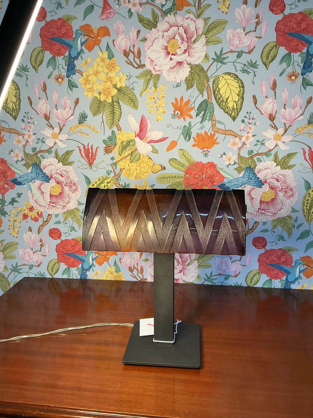 Daum Purple and Orange Pate de Verre Crystal Lamp