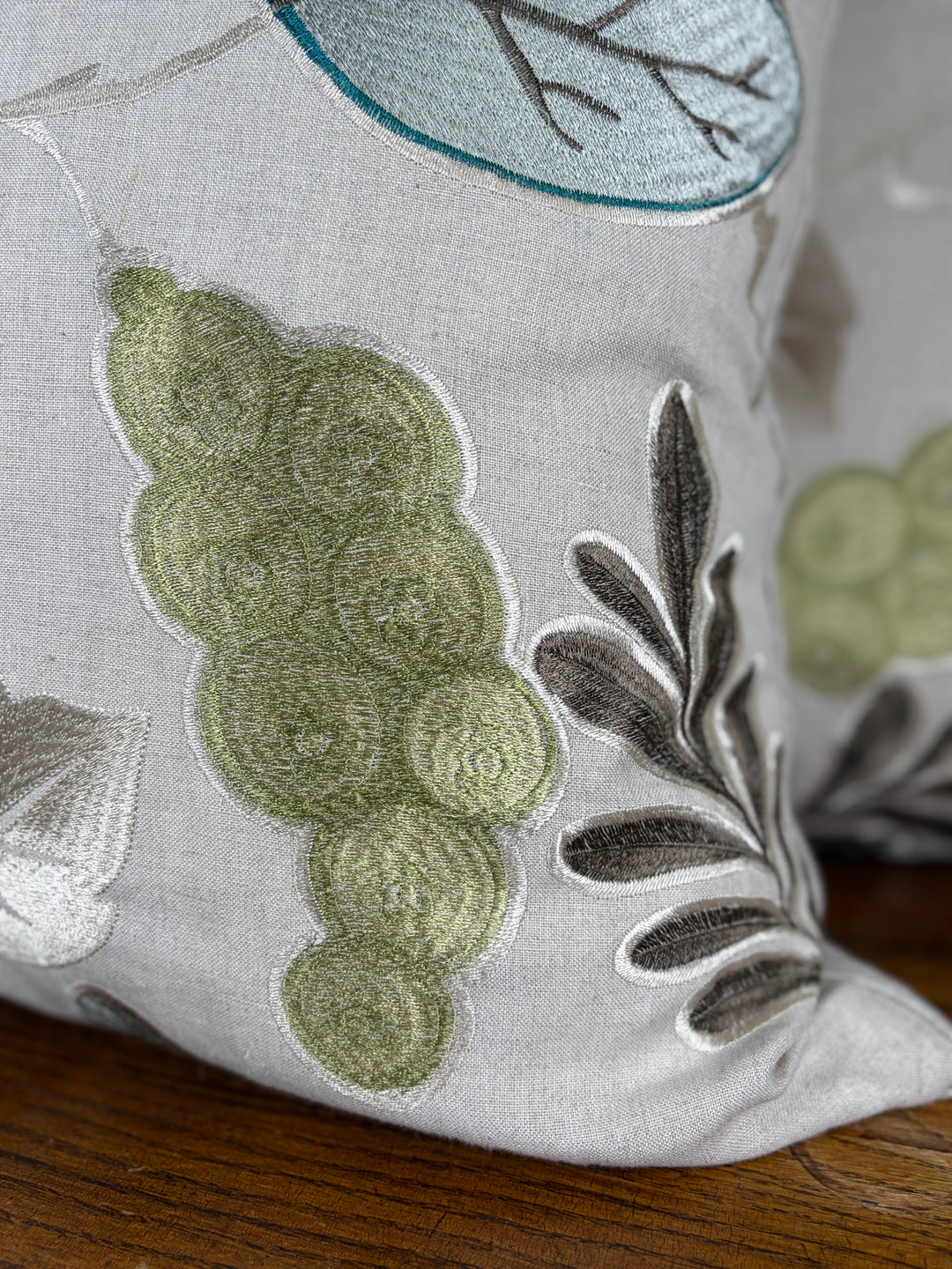 Pair of Embroidered Botanical Throw Pillows