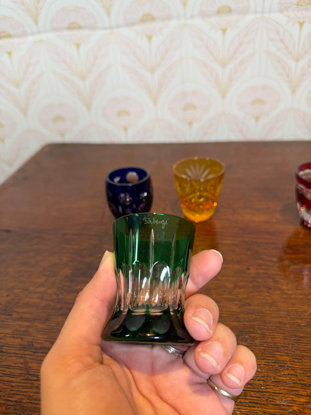Set of 4 Colorful Fabergé Shot Glasses