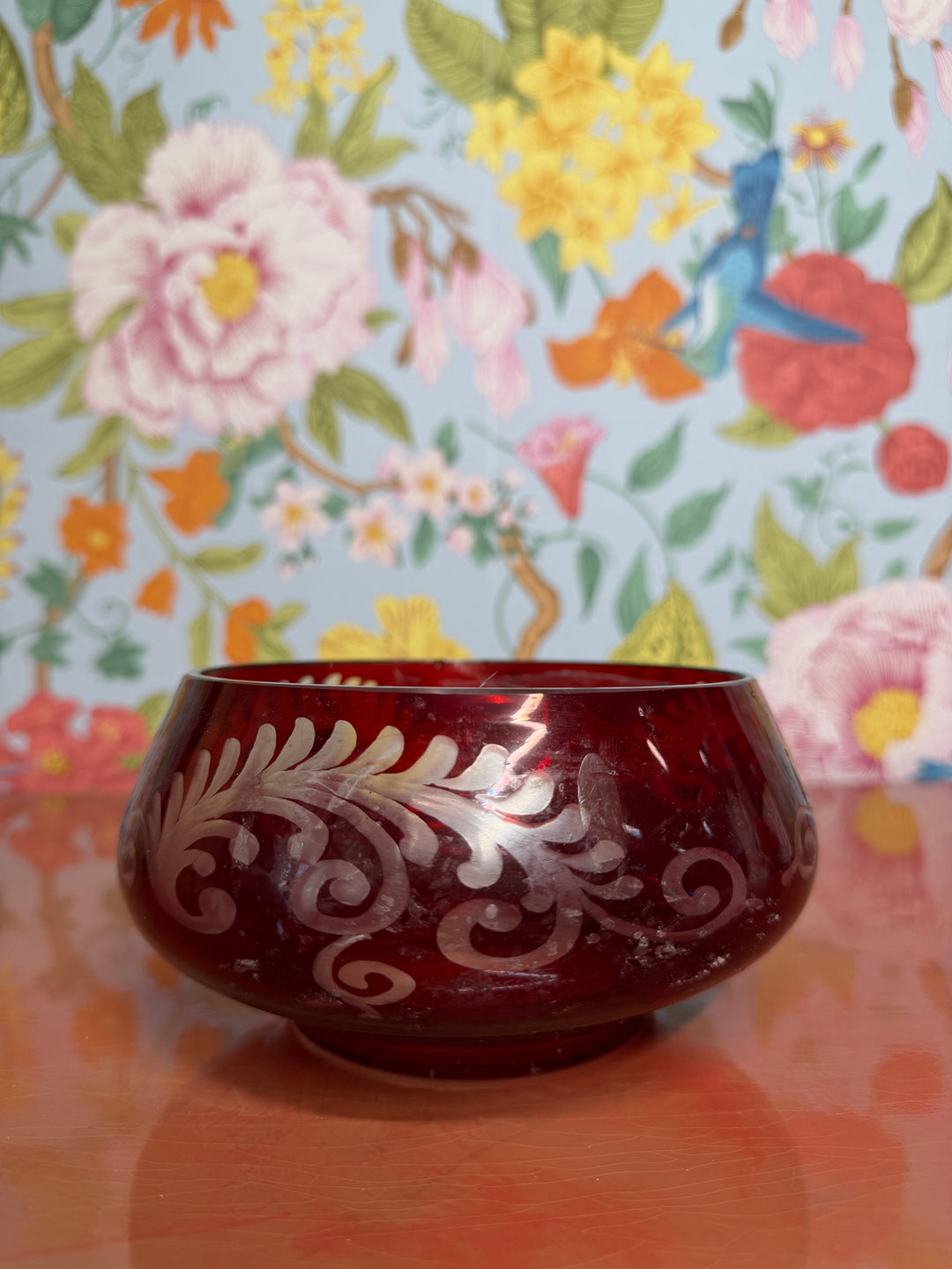 Vintage Bohemian Red Glass Bowl