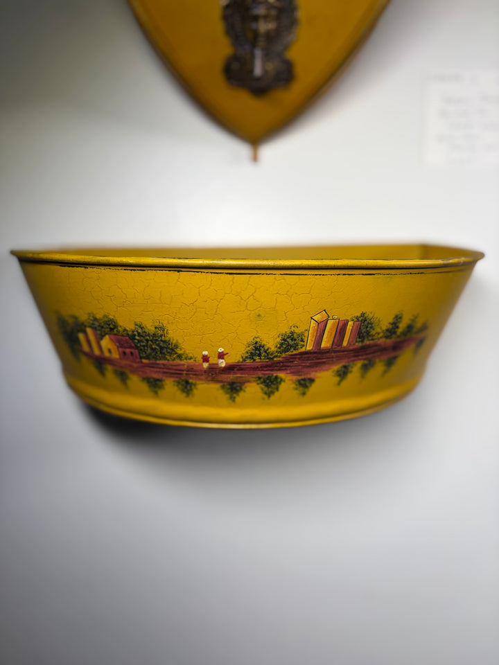 Yellow Toleware Painted Tin Wall Fountain