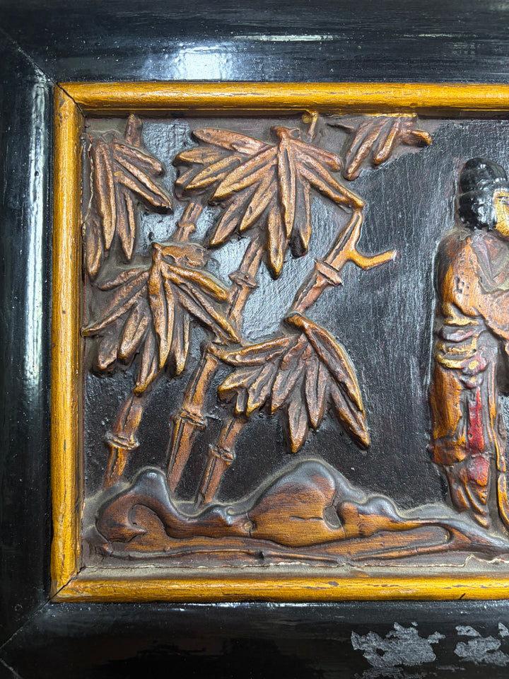 Pair of Chinese Chinoiserie Carved Wood Wall Panels