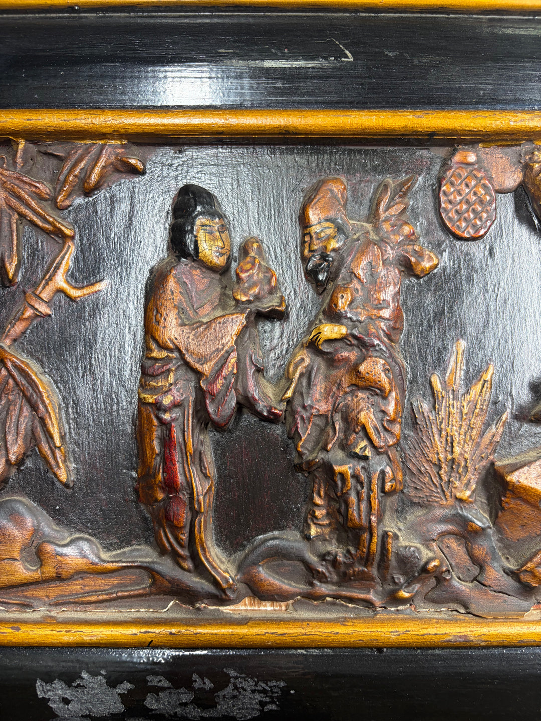 Pair of Chinese Chinoiserie Carved Wood Wall Panels