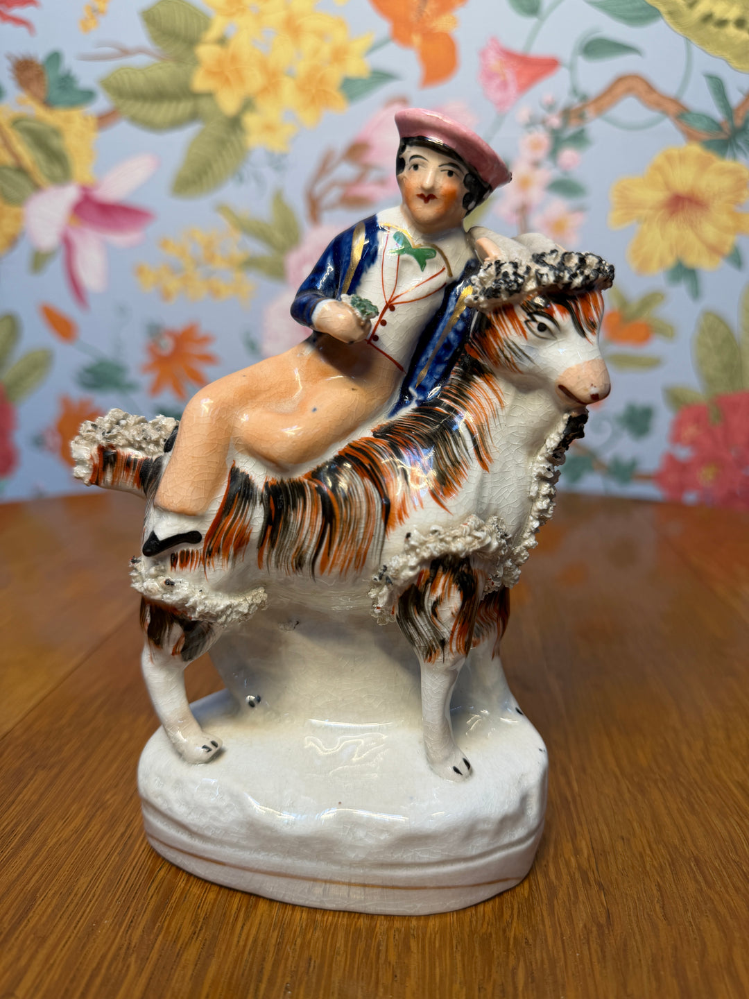 Antique Staffordshire boy on horse