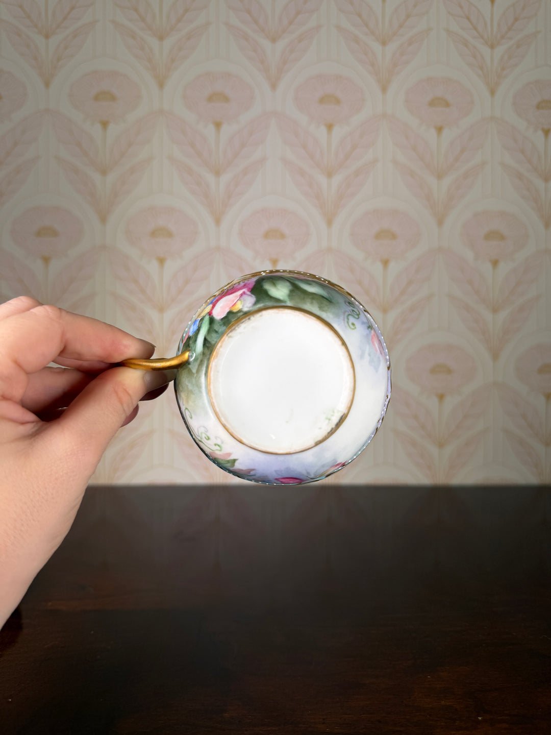 Antique Floral Limoges Teacup and Saucer