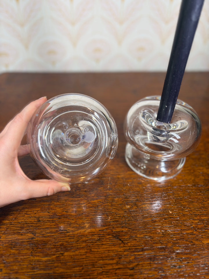 Unmarked Crystal Candlestick Holders