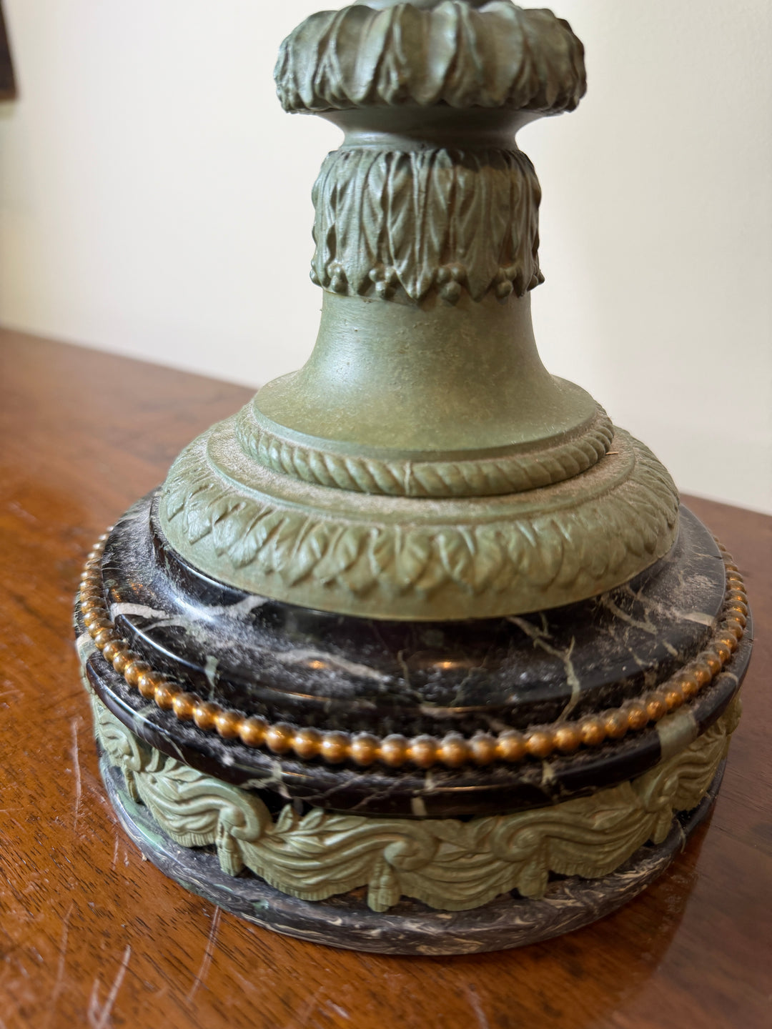 Antique Verde Marble and Bronze Urn
