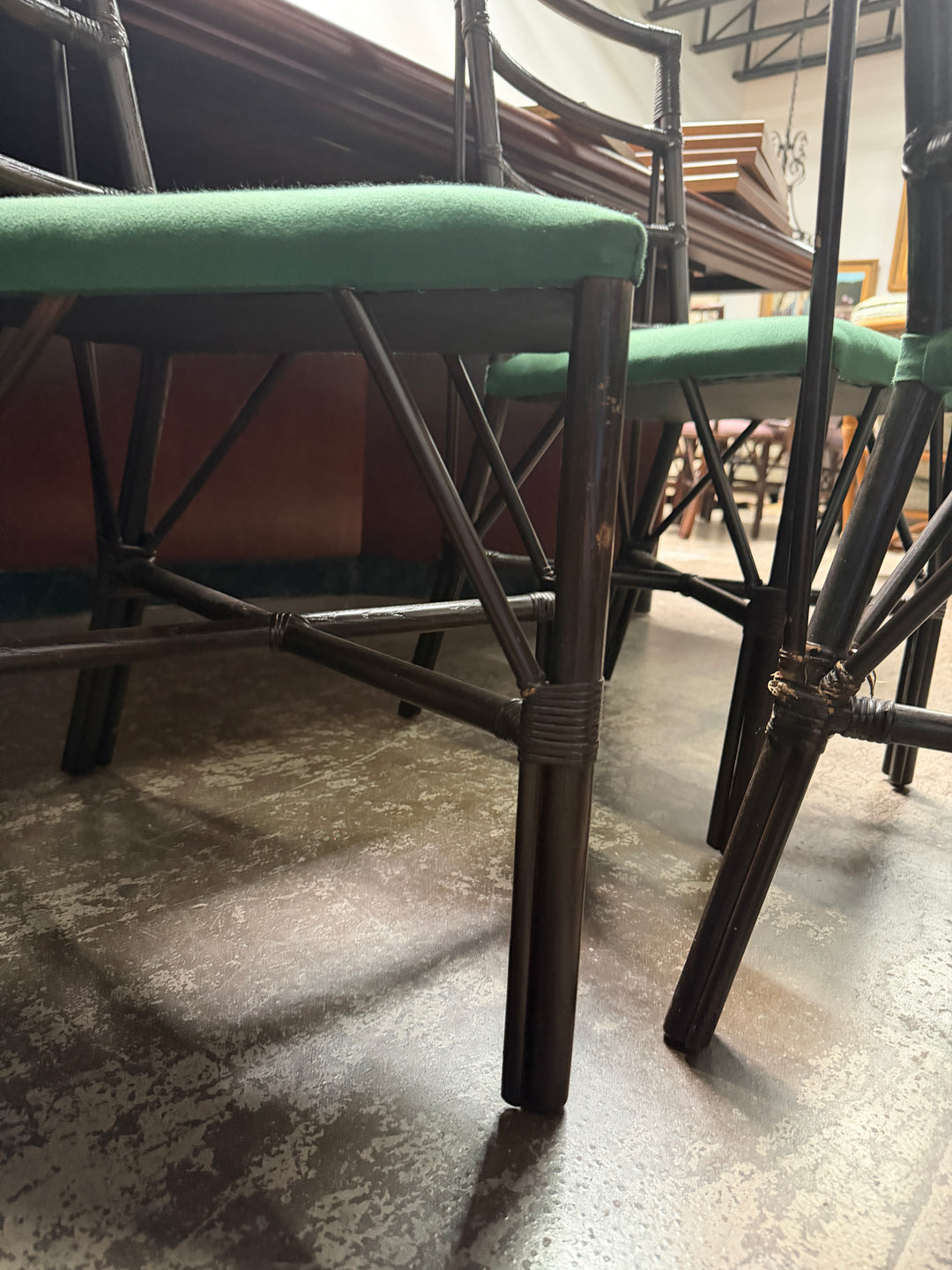 Set of 4 Vintage Dark Bamboo Chairs