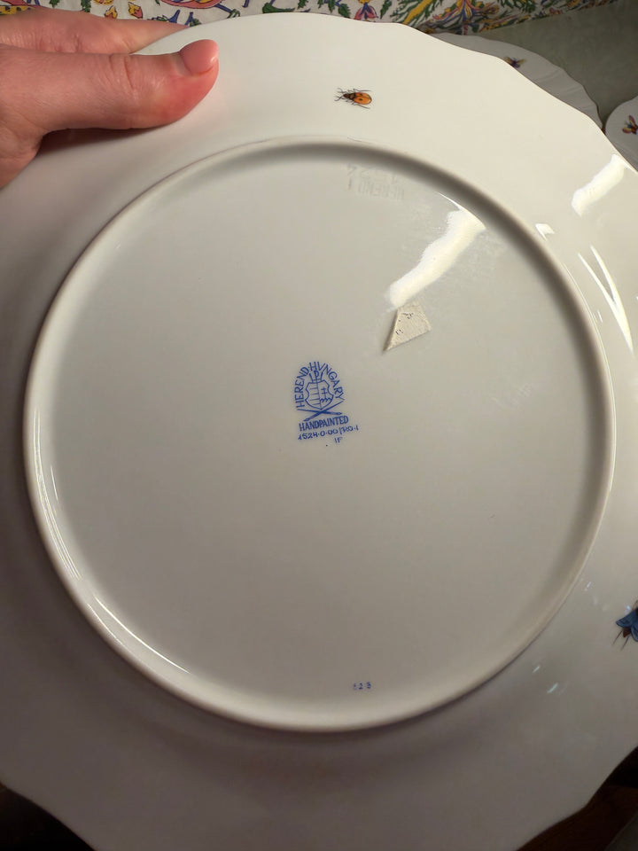 Set of Four Herend Rothschild Bird Dinner Plates