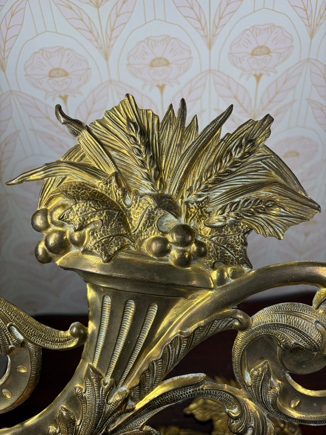 Pair of Gilt Bronze Rococo Acanthus & Cornucopia Ornamental Mounts