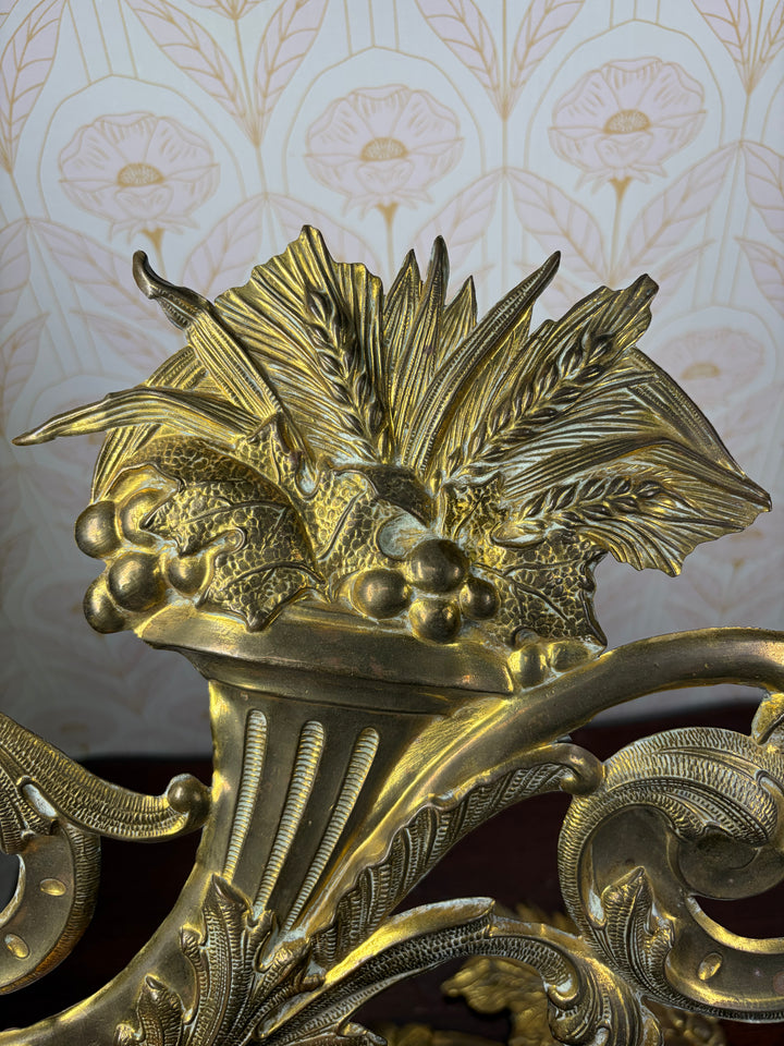 Pair of Gilt Bronze Rococo Acanthus & Cornucopia Ornamental Mounts