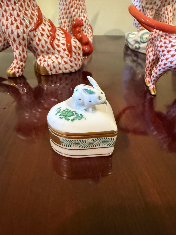 Herend Green Bunny Box