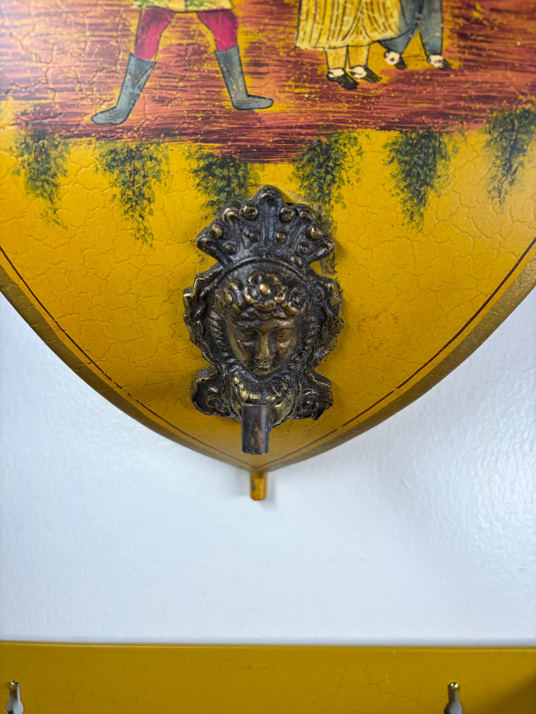 Yellow Toleware Painted Tin Wall Fountain