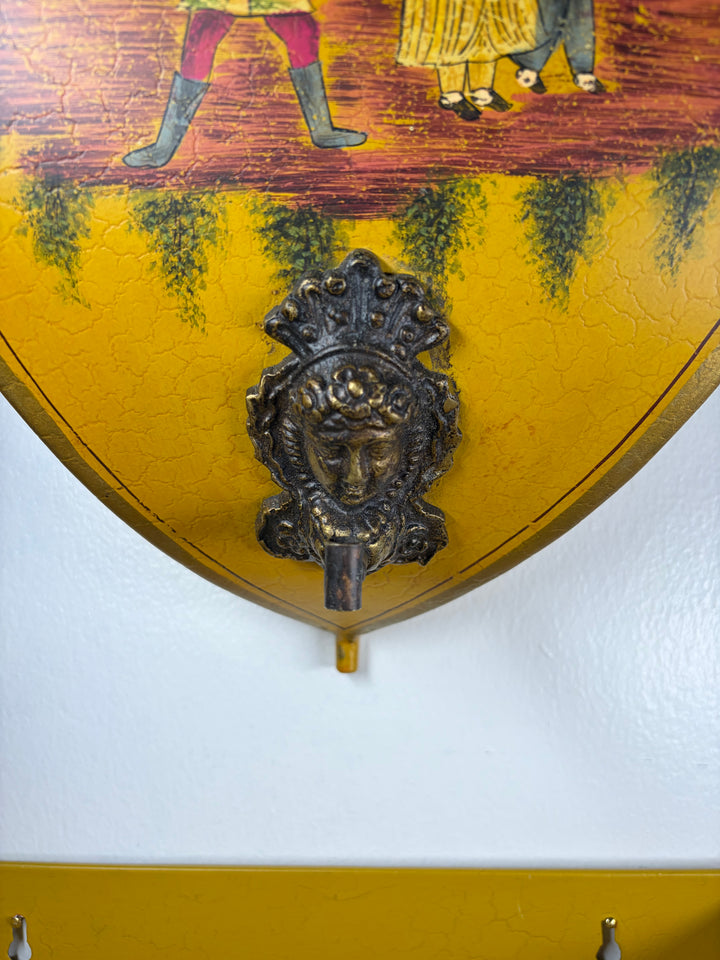 Yellow Toleware Painted Tin Wall Fountain
