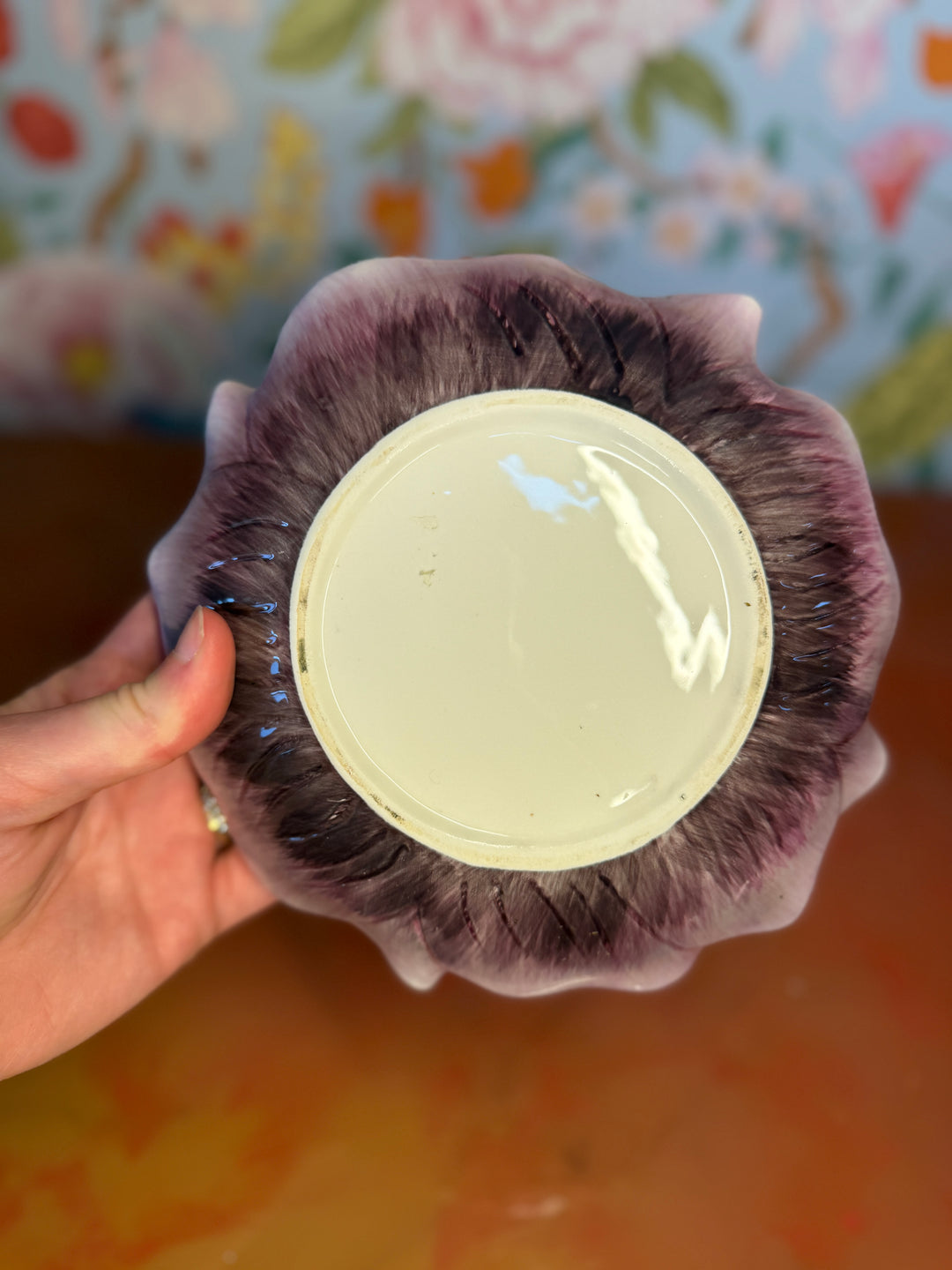 Set of 4 Ceramic Purple Flower Plates