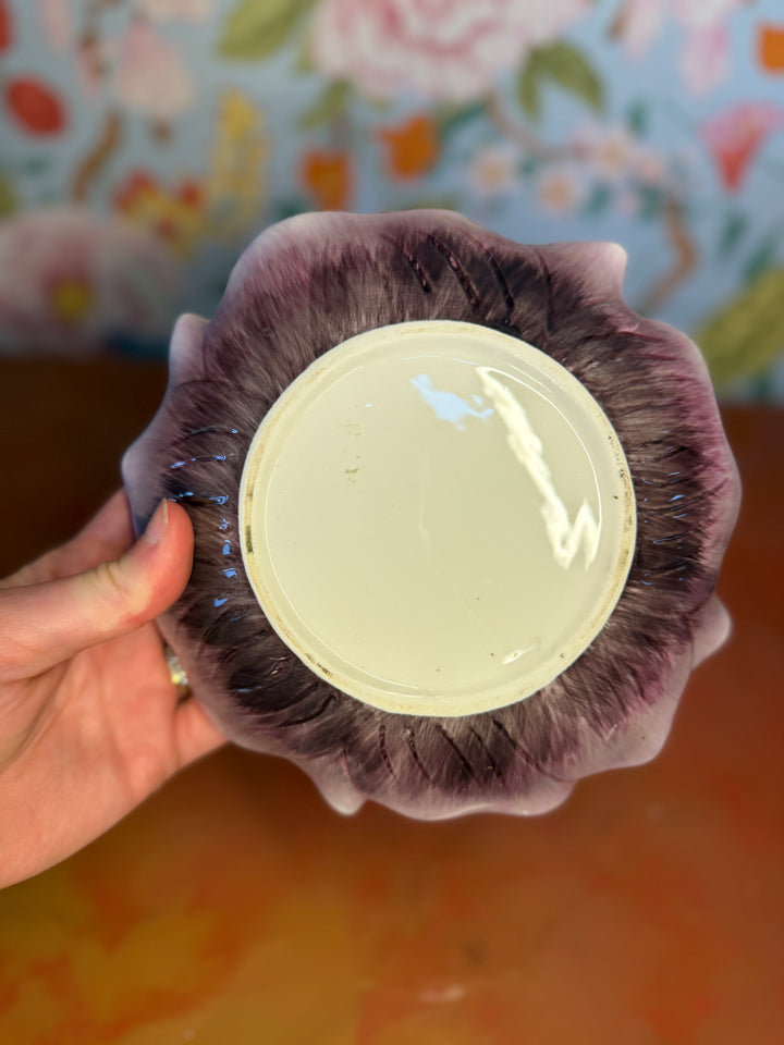 Set of 4 Ceramic Purple Flower Plates