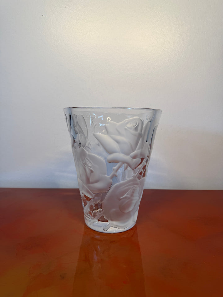 Lalique Ispahan Rose Crystal Vase