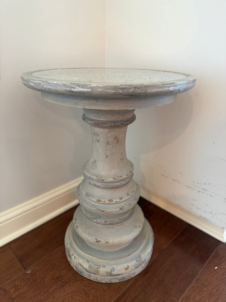 Mercury Glass Pedestal Candle Holder