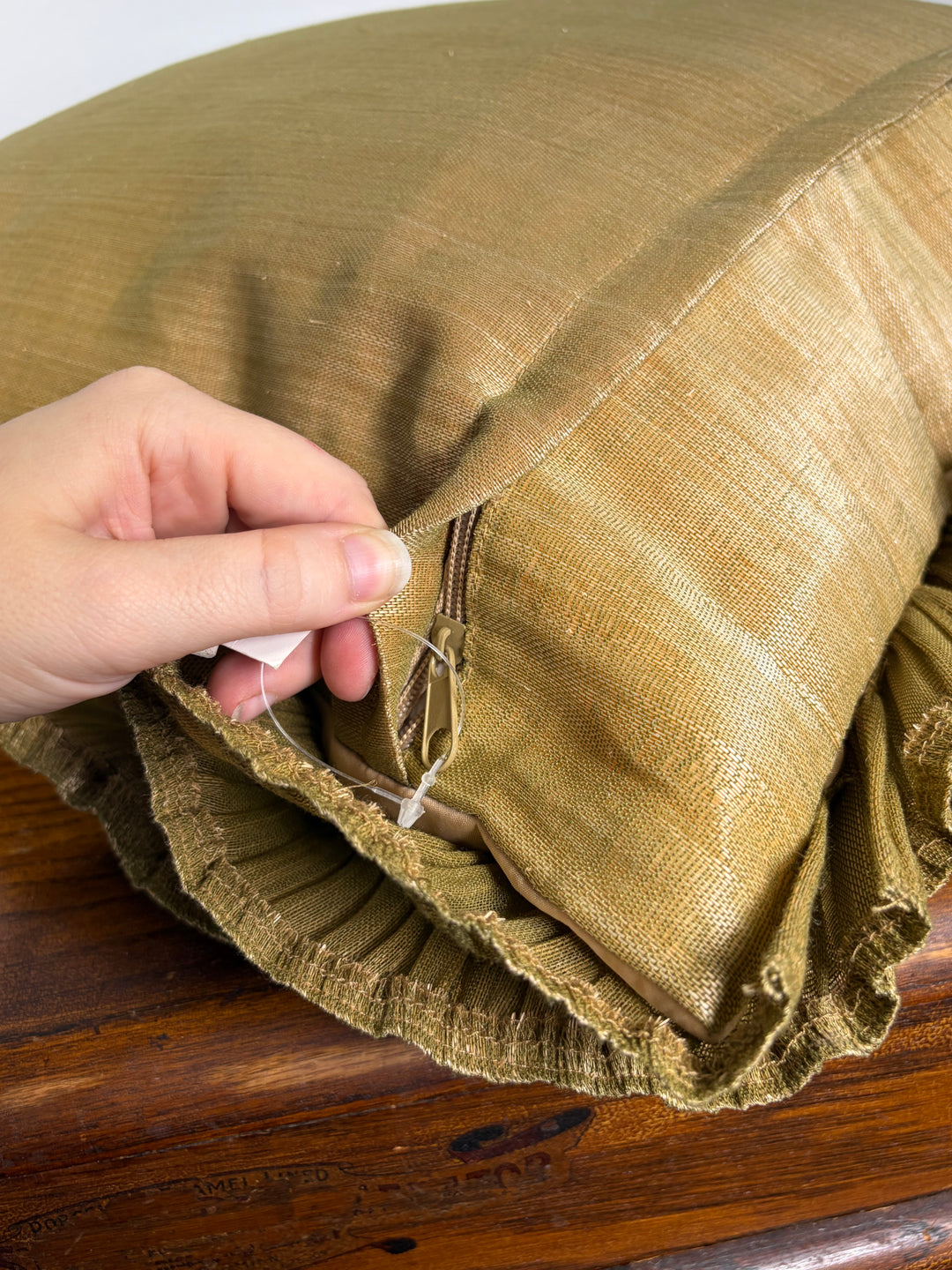 Pair of Decorative Throw Pillow with Pleated Fabric Rosettes