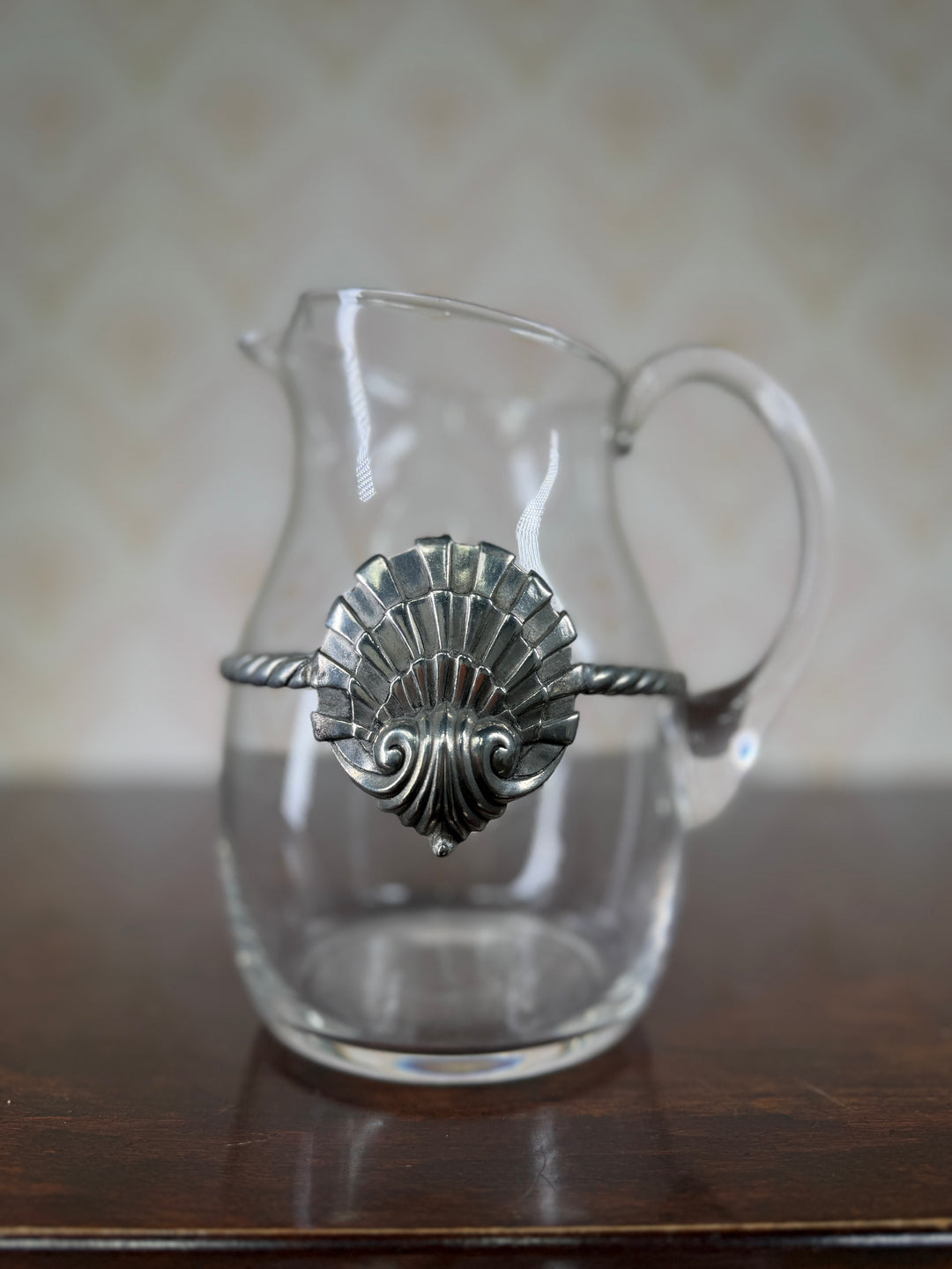 Glass and Pewter Pitcher