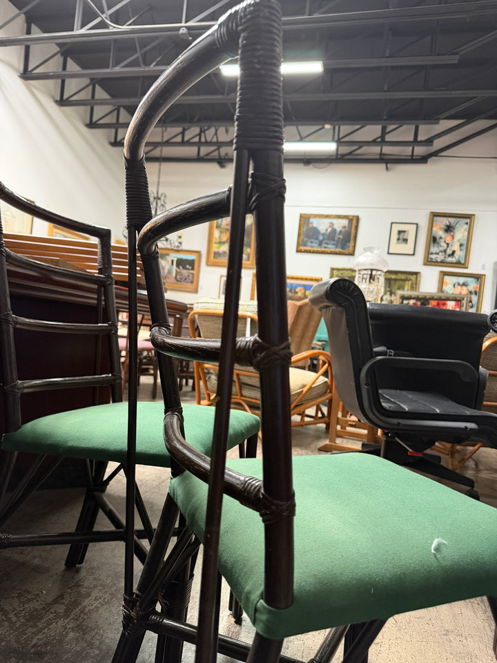 Set of 4 Vintage Dark Bamboo Chairs
