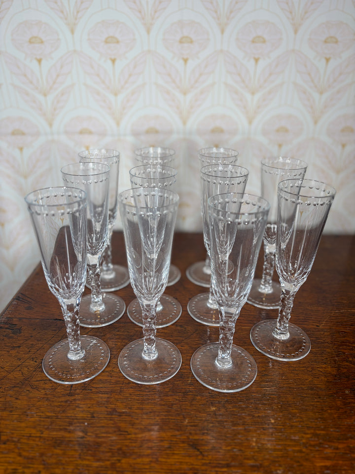 Set of 11 William Yeoward Champagne Flutes
