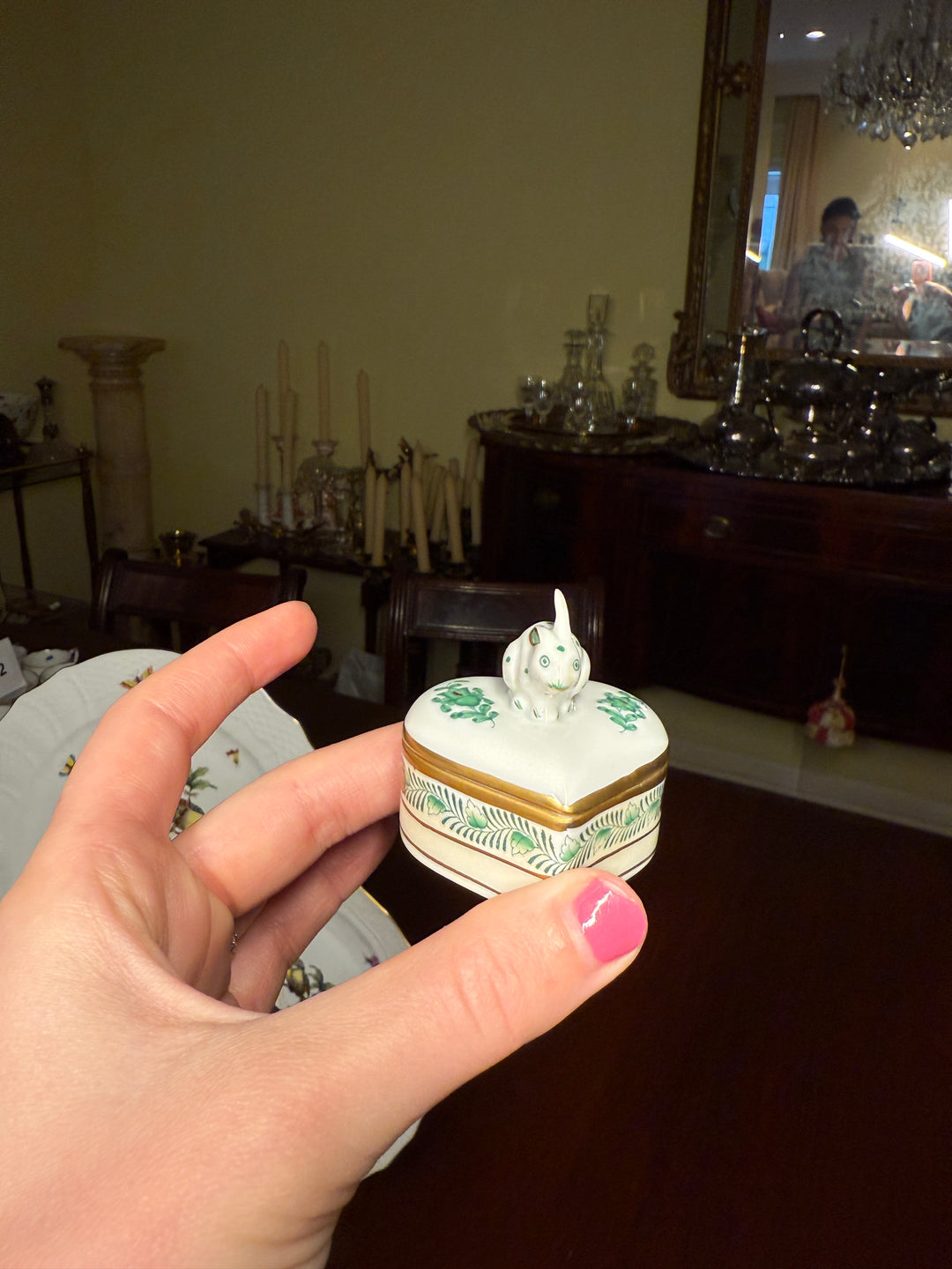 Herend Green Bunny Box