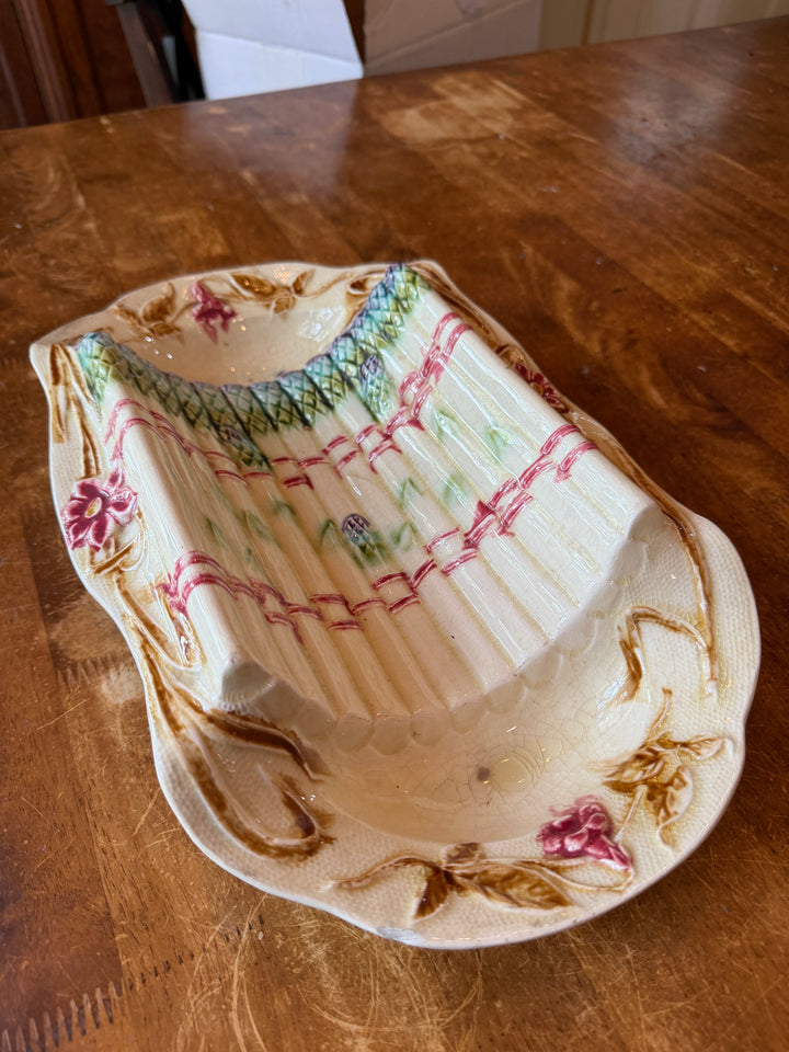 Antique French Majolica Asparagus Server