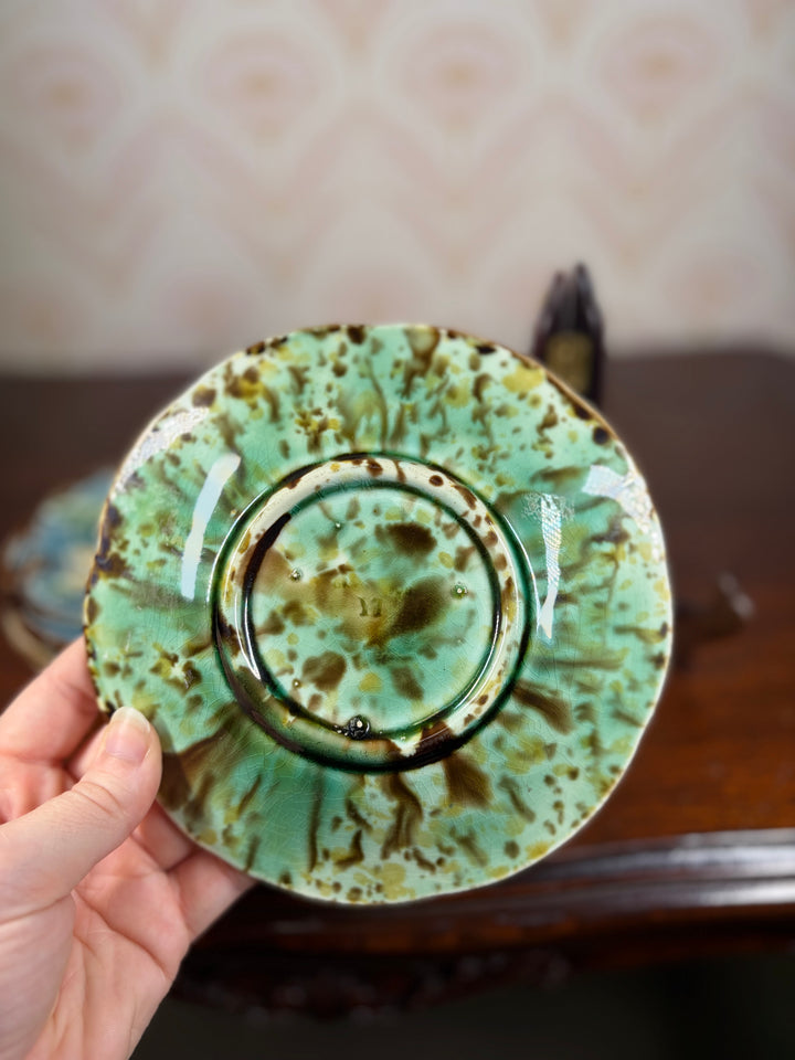 Set of Four 19th Century Swedish Majolica-Style Dessert Plates
