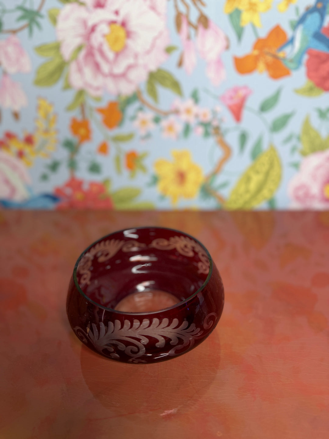Vintage Bohemian Red Glass Bowl
