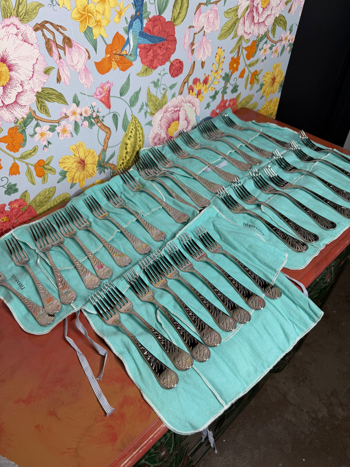 Vintage Tiffany & Co - Set of 16 Stainless Steel Dinner Forks / 16 Salad Forks