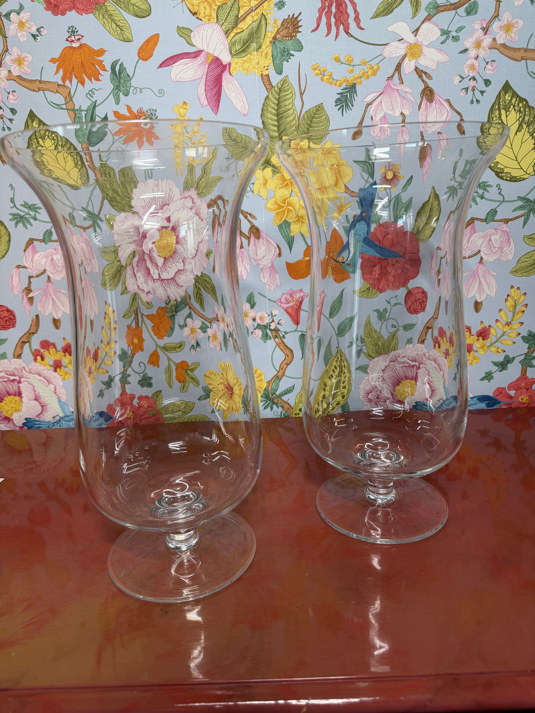 Vintage Tiffany & Co Large Hurricane Vases - Set of 2