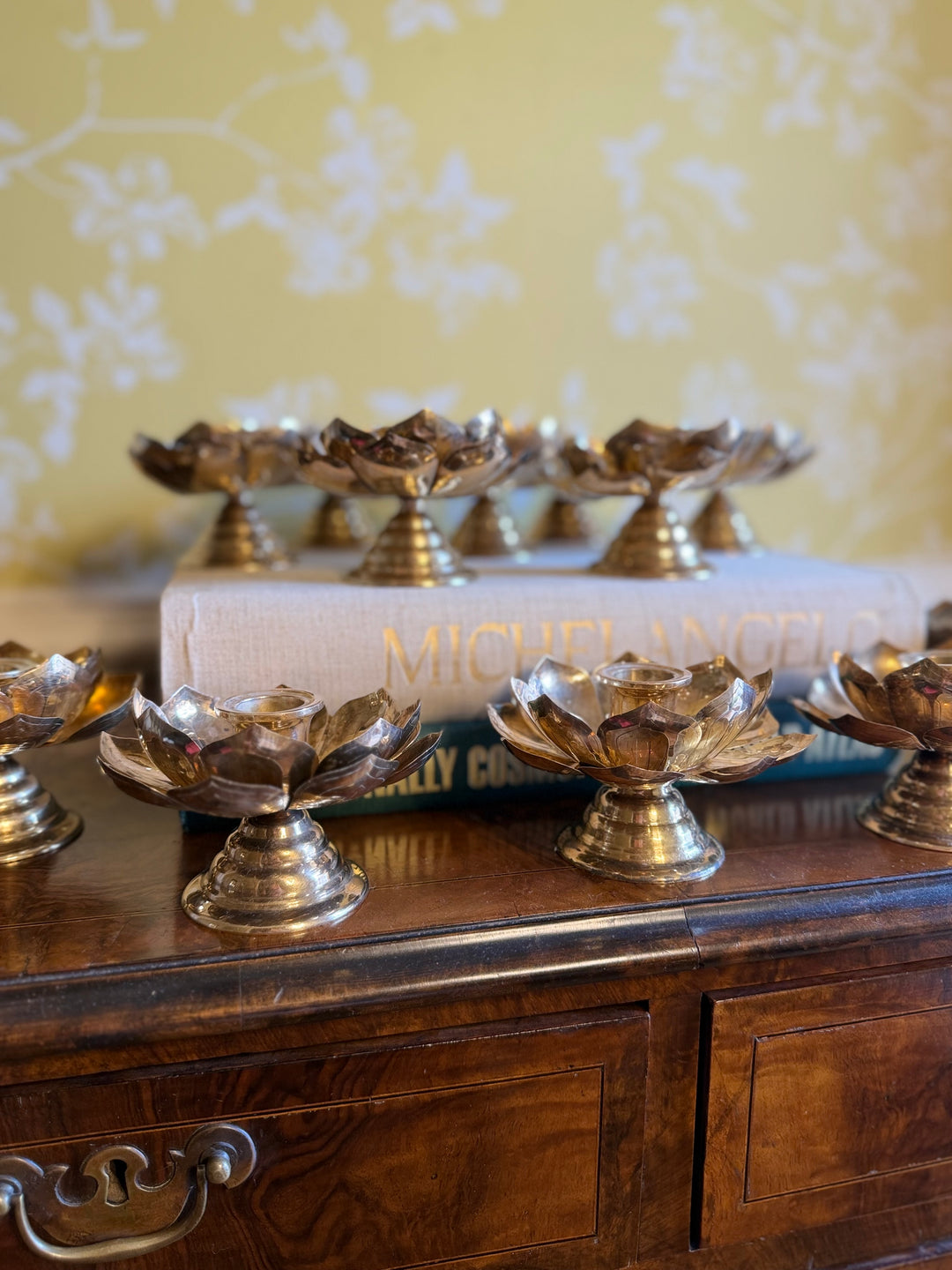 Vintage Brass Lotus Candleholders (Sold individually)